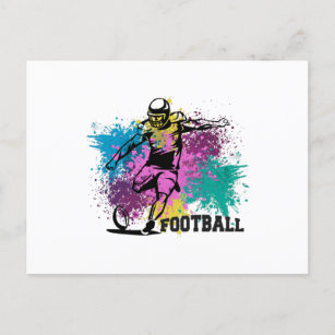 Carte Postale American Football Grungy Couleurs Splashes