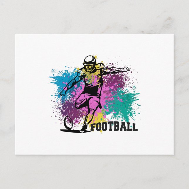 Carte Postale American Football Grungy Couleurs Splashes (Devant)