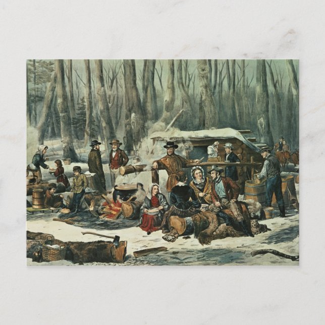 Carte Postale American Forest Scene - Maple Sugaring, 1856 (Devant)