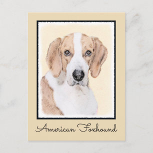 Carte Postale American Foxhound Painting - Joli chien d'origine 