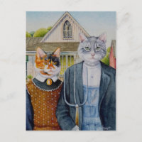 American Gothic Parody Painting Aquarelle Art