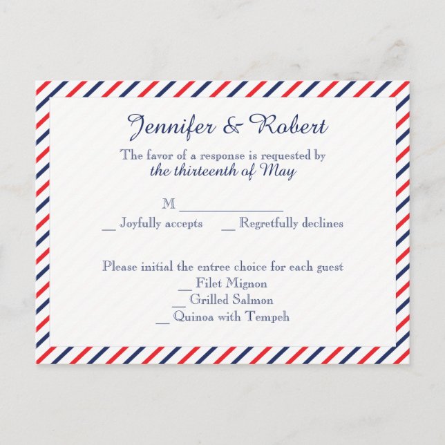 Carte postale American Hearts Wedts RSVP (Devant)