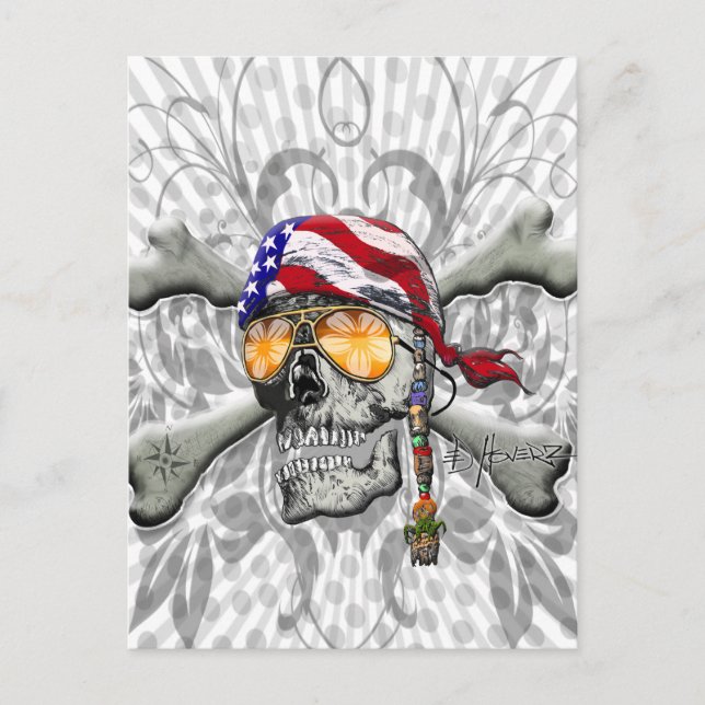 Carte Postale American Pirate Skull and Cross Bones (Devant)