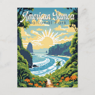 Carte Postale American Samoa National Park Illustration Retro