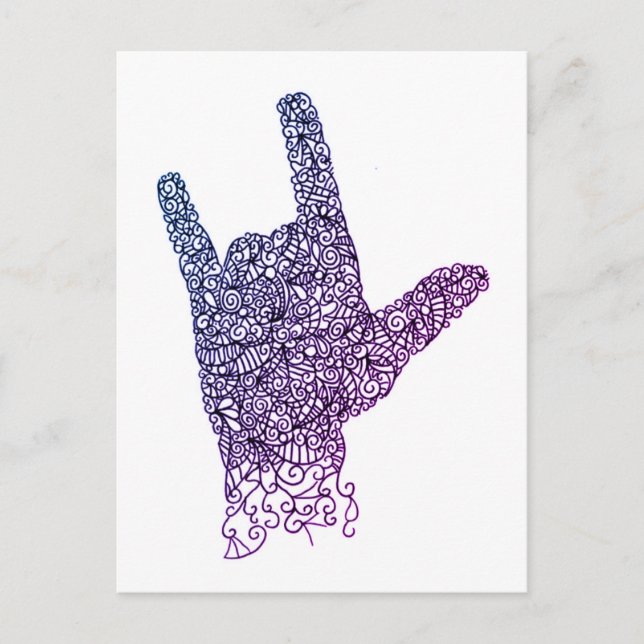 Carte postale American Sign Language "I Love You" (Devant)