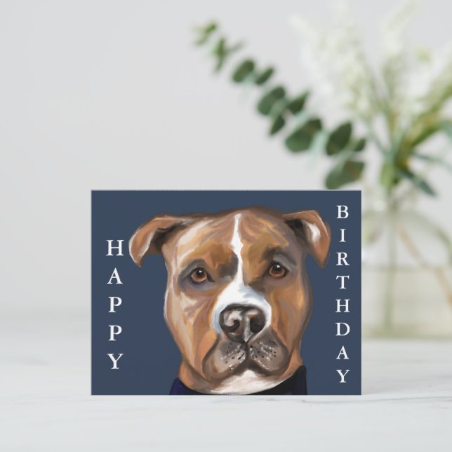 CARTE POSTALE AMERICAN STAFFORDSHIRE TERRIER  (Debout devant)