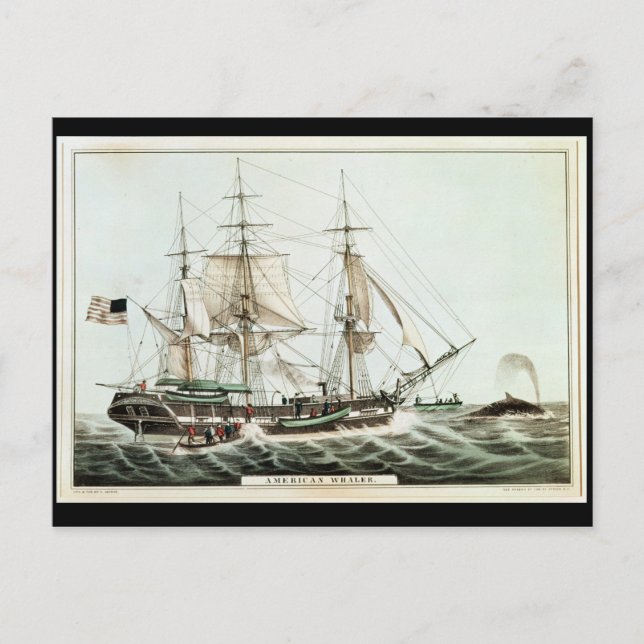 Carte Postale American Whaler, gravée par Nathaniel Currier (Devant)