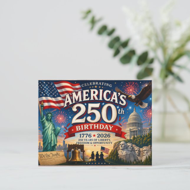 Carte Postale America's 250th Birthday 4th of July (Debout devant)