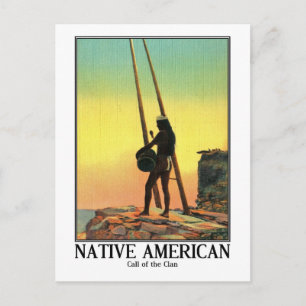 Carte Postale Amérindien, Call of the Clan, Vintage