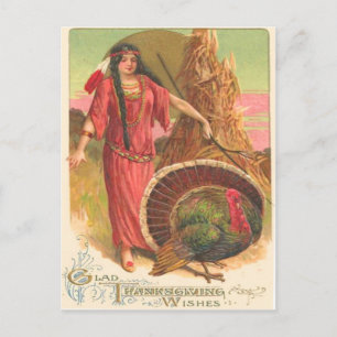 Carte Postale Amérindien & Dinde