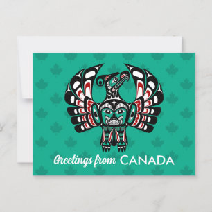 Carte Postale Amérindien Noir Haida Art Thunderbird