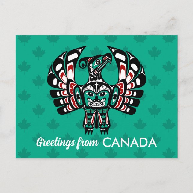 Carte Postale Amérindien Noir Haida Art Thunderbird (Devant)