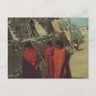 Carte Postale Amérindien vintage, Hopi Pueblo par Louis Akin