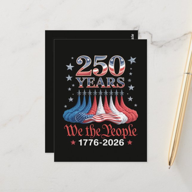 Carte Postale Amérique 250 Ans 4 juillet (Devant/Arrière en situation)