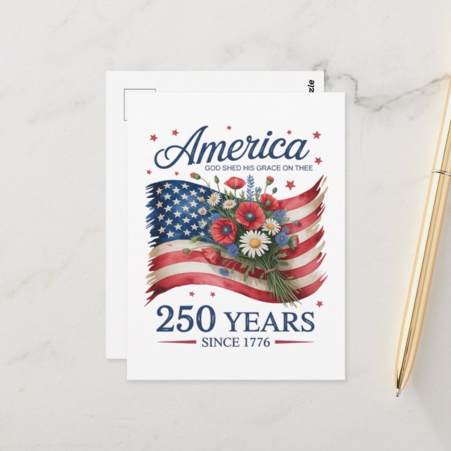 Carte Postale Amérique 250 Ans de Liberté 1776 2026 (Devant/Arrière en situation)