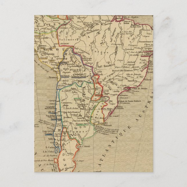 Carte Postale Amerique Meridionale en 1840 (Devant)
