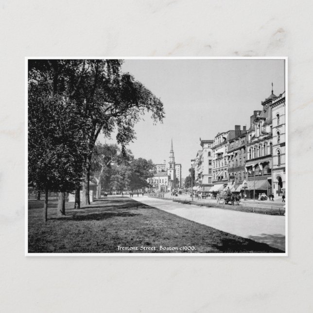 Carte Postale Amérique vintage, Boston, rue Tremont (Devant)
