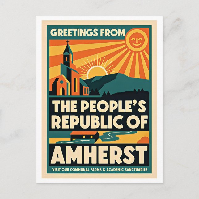 Carte Postale Amherst MA République populaire d'Amherst Rétro (Devant)
