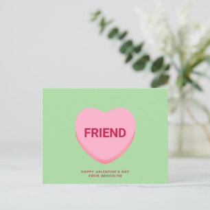 Carte Postale Ami conversation verte coeur Saint Valentin