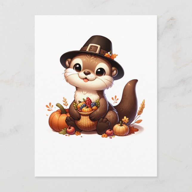 Carte Postale Ami Fantastique Thanksgiving Otter (Devant)