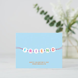 Carte Postale Ami mignon bracelet d'amitié bleu Valentine's