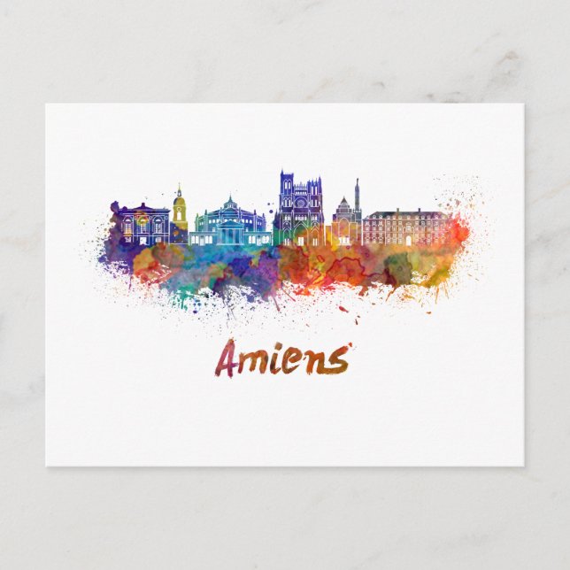Carte Postale Amiens skyline en aquarelle (Devant)