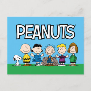 Carte Postale Amis des Peanuts en rangée