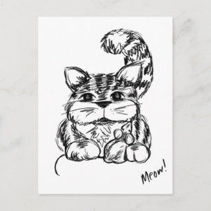 Carte Postale Amis improbables Chat et souris