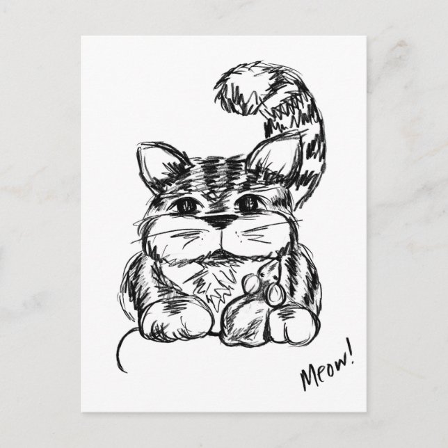 Carte Postale Amis improbables Chat et souris (Devant)
