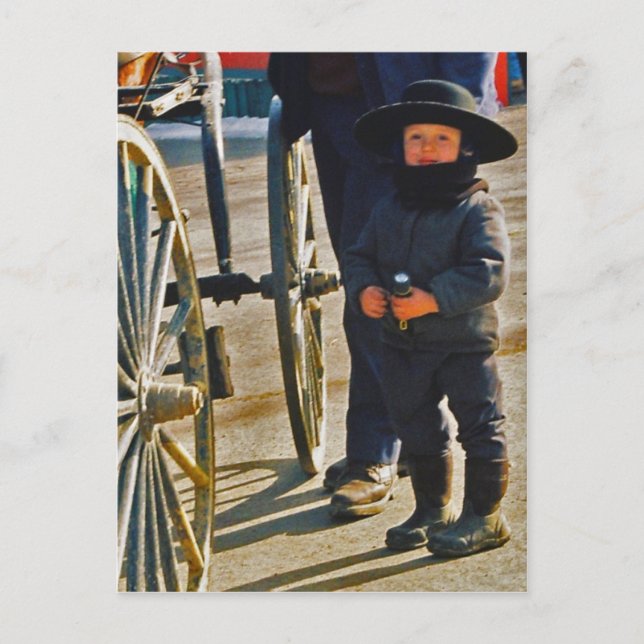 Carte postale Amish Boy/Wagon Wheel (Devant)