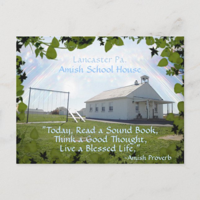 Carte Postale Amish, School House. AJOUTER VOTRE T (Devant)