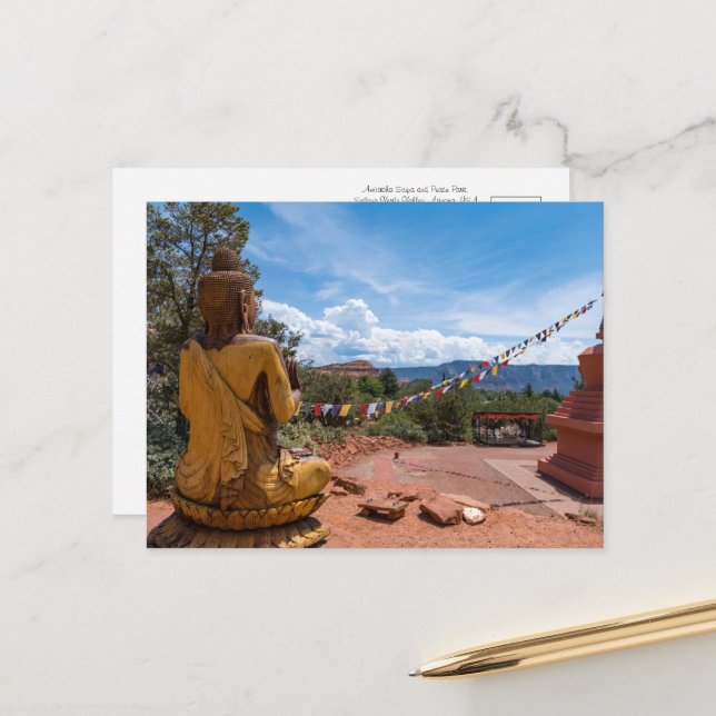 Carte Postale Amitabha Stupa et le Parc de la Paix (Devant/Arrière en situation)