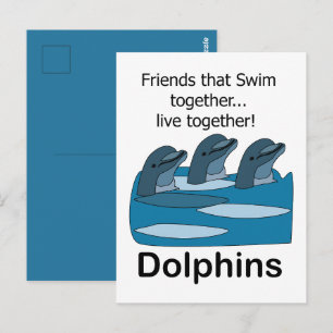 Carte Postale Amitié des dauphins de l'océan mammifère marin 