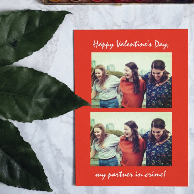 Carte Postale Amitié Partenaire dans le crime Funny Valentines j (Friendship Partner in Crime Funny Valentines day Postcard
)
