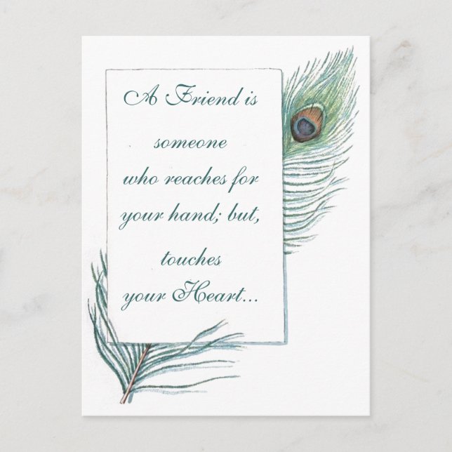 Carte Postale Amitié Retro Vintage Peacock Feather (Devant)