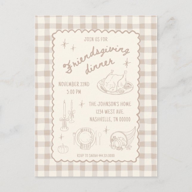 Carte Postale Amitié Thanksgiving Neutre esthétique (Devant)
