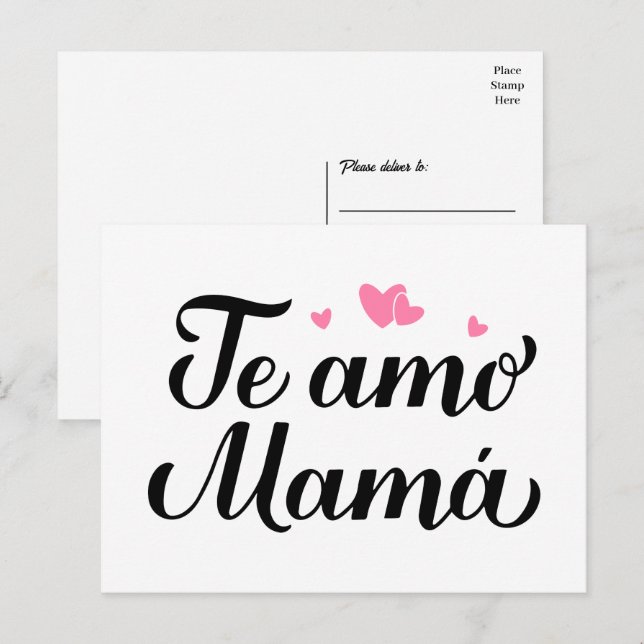 Carte Postale Amo Mamá Je t'aime Maman Fête des mères espagnoles (Devant / Derrière)