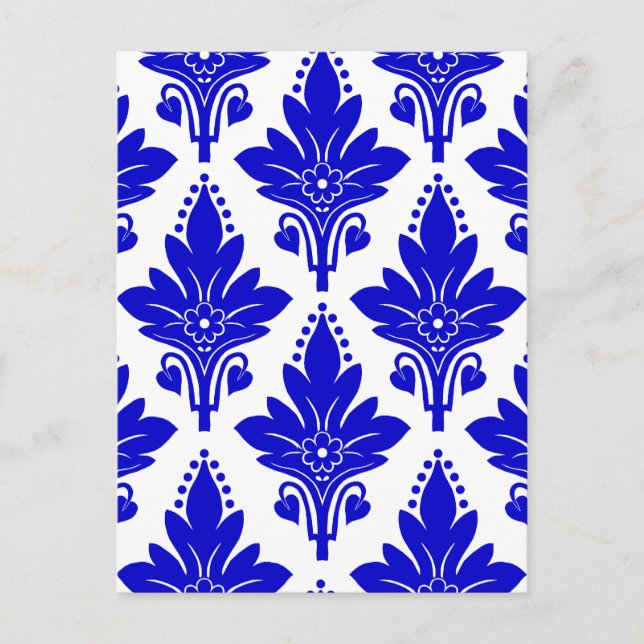 Carte Postale AMOROSO DAMASK : BLEU et BLANC (Devant)