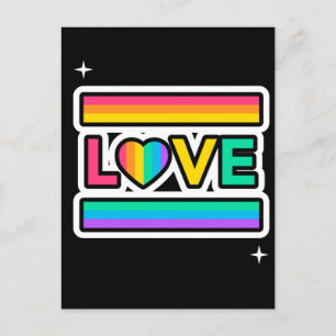 Carte Postale Amour. Amour arc-en-ciel. Pride lgbtq.