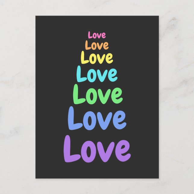 Carte Postale Amour, Amour, Love Rainbow Words (Devant)