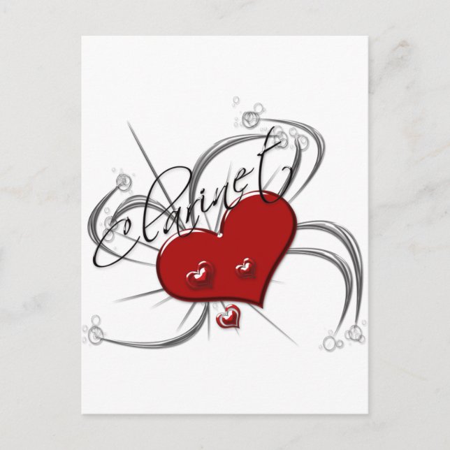 Carte Postale Amour Clarinette (Devant)