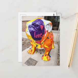 Carte Postale Amour Coloré Bouledogue