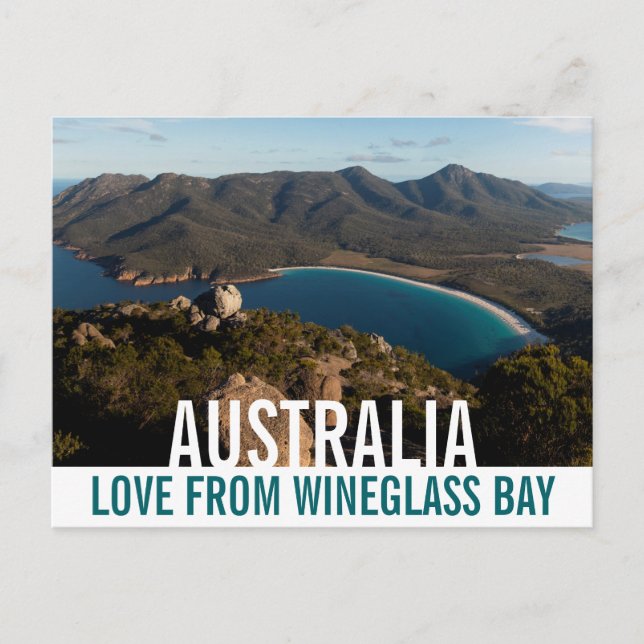 Carte Postale Amour d'Australie Baie du verre à vin de Tasmanie (Devant)