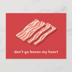 Carte Postale Amour de Bacon Illustré Rouge