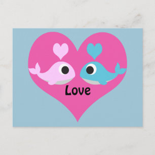 Carte Postale Amour de baleine mignonne