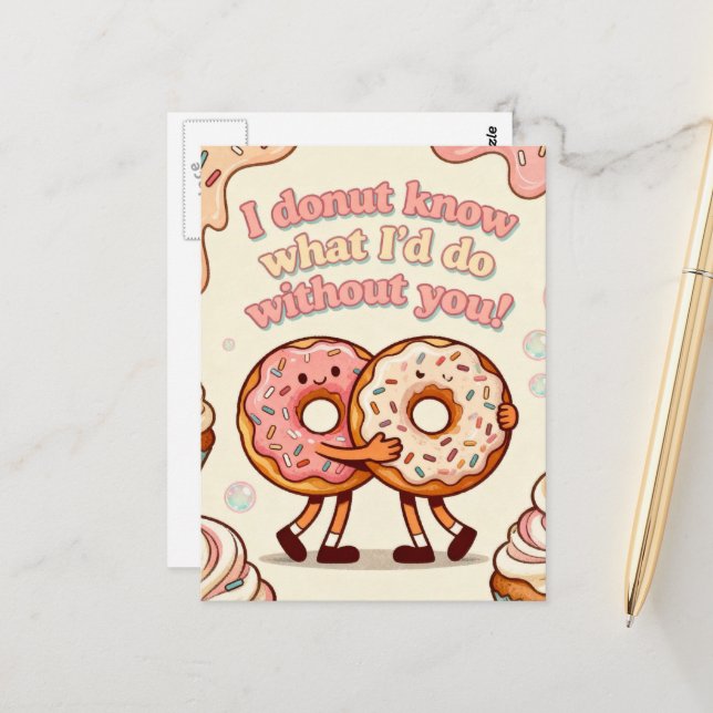 Carte Postale Amour de Donuts Fromageux (Devant/Arrière en situation)