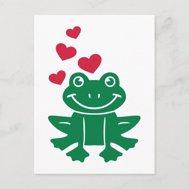 Carte Postale Amour de grenouille coeurs rouges (Devant)