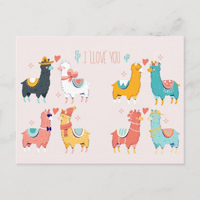 Carte Postale Amour de Lama (Devant)
