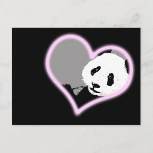 Carte Postale amour de panda. lumière néon.