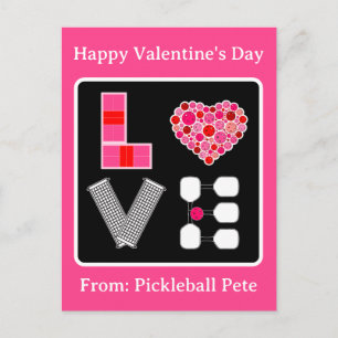 Carte Postale Amour de Pickleball Coeur Terrain Balles Pagaies R
